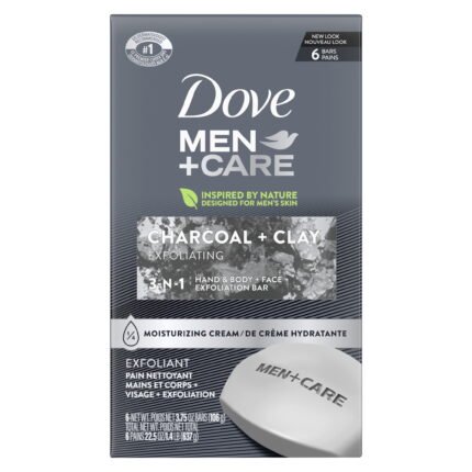 Dove Men Care Bar Soap 6 Bar Charcoal + Clay 3.75 Oz Pk12 - Image 1