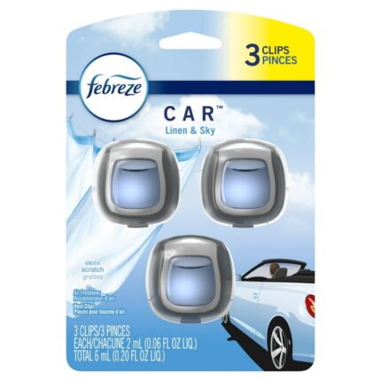 Febreze Car Vent Clip Linen & Sky 3 Ct Pk8 - Image 1